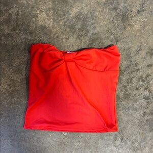 Bright Red Bow Strapless Top